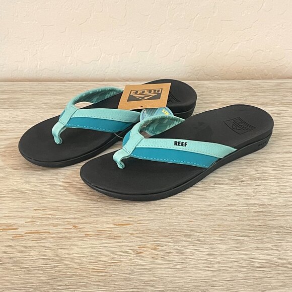 New Reef Sandals 6 Ortho Bounce Aqua Turquoise Blue Thong Flip Flops NWT - Picture 12 of 12